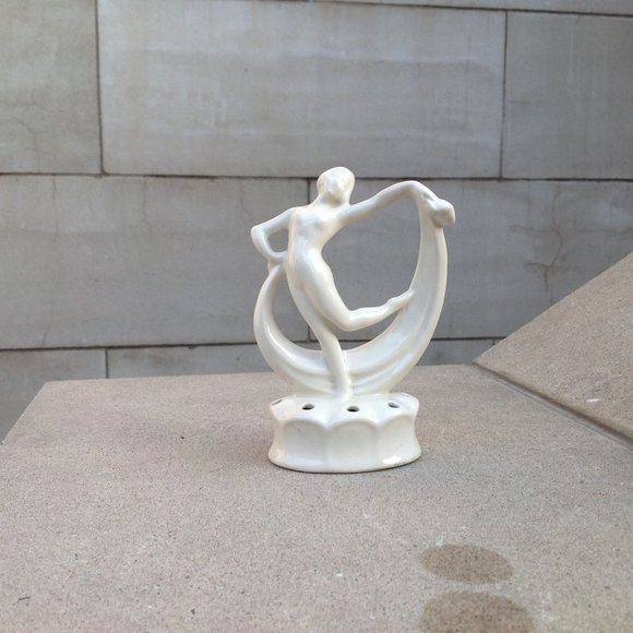 Art Deco Flower Frog ~ Dancing Woman w Scarf 6" - Picture 2 of 9